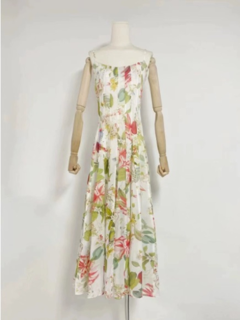 White Floral Off-Shoulder Midi Dress - Elegant Summer Style